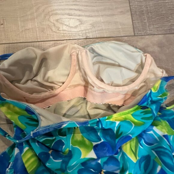 LL BEAN WOMENS BLUE FLORAL SWIM DRESS 10 LONG - Picture 6 of 9